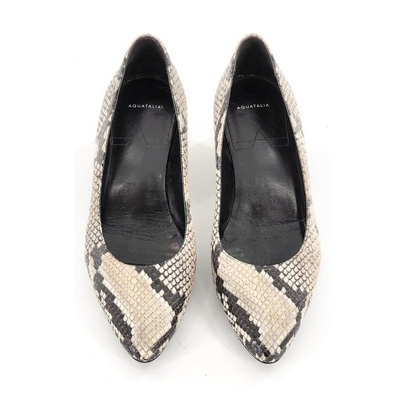 AQUATALIA Snakeskin Embossed Leather Pumps - Picture 2 of 11